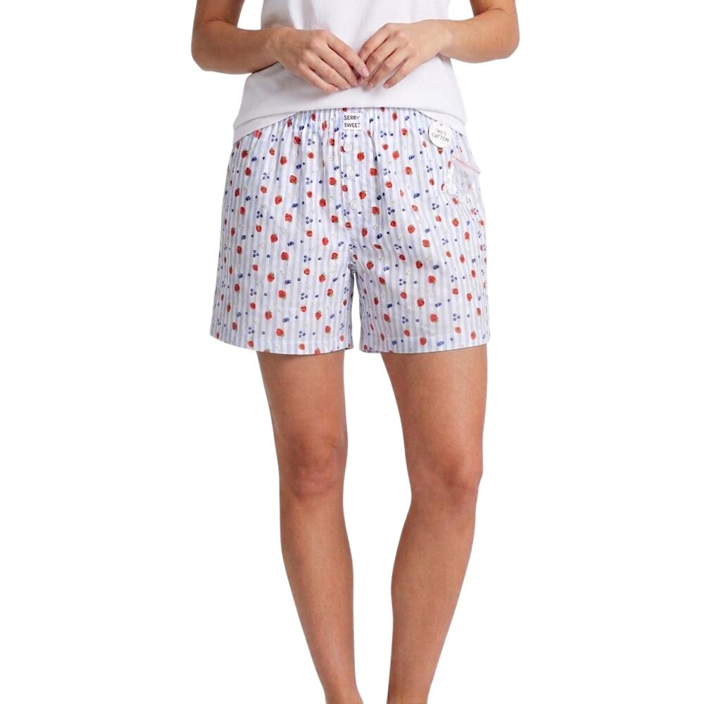 Better Together Dreamy Nights Boxer Shorts Sleepwear Blue White Berry NWT Small